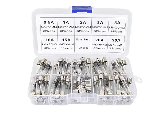 6x30mm Büyük Cam Sigorta 72 Adet 9 Çeşit Kutulu Set - Görsel 2