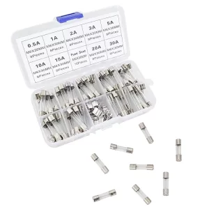 6x30mm Büyük Cam Sigorta 72 Adet 9 Çeşit Kutulu Set