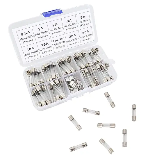6x30mm Büyük Cam Sigorta 72 Adet 9 Çeşit Kutulu Set